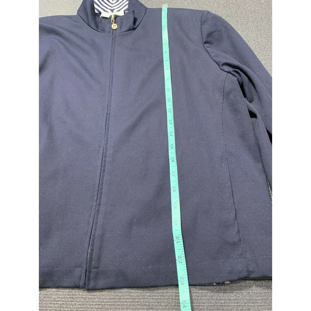 St John Sport Nautical Zip Front Jacket Womens Size Medium Yacht Rope Navy White